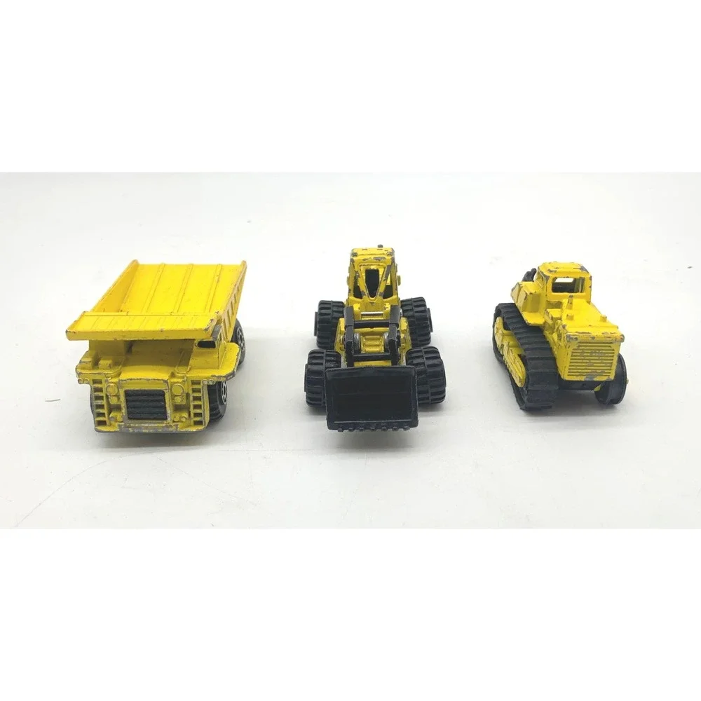 Vintage Road Champs 1980s Diecast Construction Vehicle Set 3pc Yellow 1:64